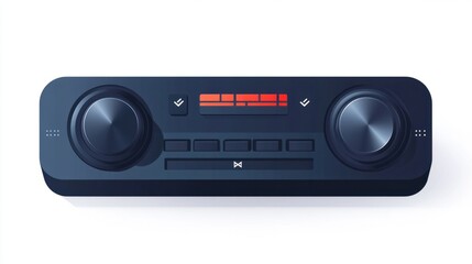 Basic vector music player bar sticker with volume and playback buttons, isolated on white