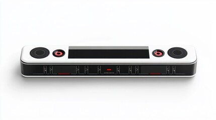 Fototapeta premium Clean music player bar sticker featuring media control buttons, isolated on white background