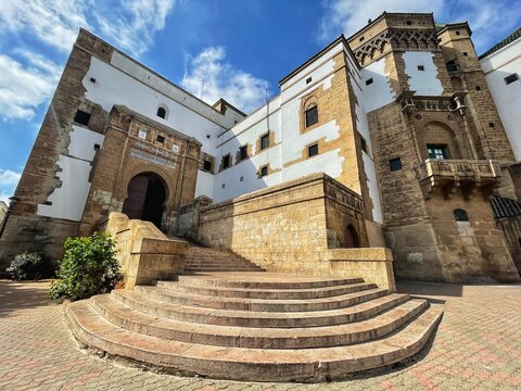 Panoramic view Old buildings in Habous , Casablanca - Morocco. View of historic buildings in Habous