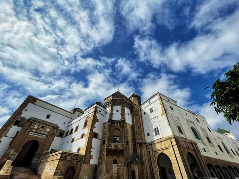 Panoramic view Old buildings in Habous , Casablanca - Morocco. View of historic buildings in Habous