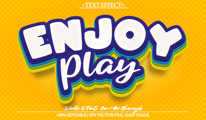 Fototapeta premium Enjoy Play Vector Text Effect Editable Alphabet Cartoon Colorfull Funny Kids