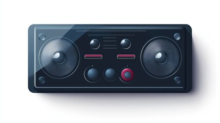 Digital music player bar sticker featuring media control buttons, isolated on a white background