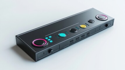 Digital music player bar sticker featuring media control buttons, isolated on a white background