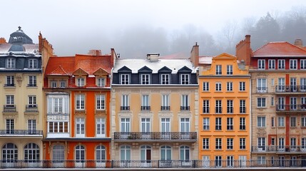 Fototapeta premium Smoke and pollution rising from chimneys in an urban setting