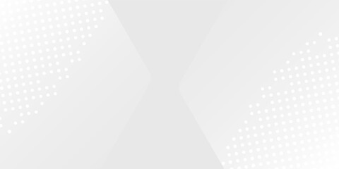 Abstract hexagon white and gray background with dot white gray wave light technology texture simple