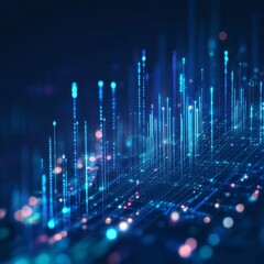 holographic of business chart in digital lines and dots concept