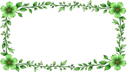 Fototapeta premium Green flower border header banner graphic design with copy space isolated on a white background