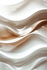 A close-up shot of an abstract art painting with white and brown colors