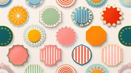 A variety of colorful shapes on a white background