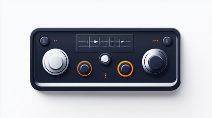 Minimalistic audio player sticker with media control buttons, isolated on a white background