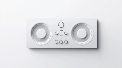 Fototapeta premium Minimalistic audio player sticker with media control buttons, isolated on a white background