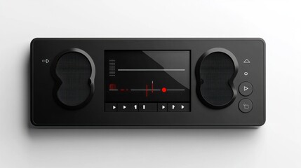Minimalistic audio player sticker with media control buttons, isolated on a white background