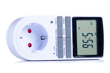 Electronic Digital Timer Switch Socket Kitchen Timer on white background isolation