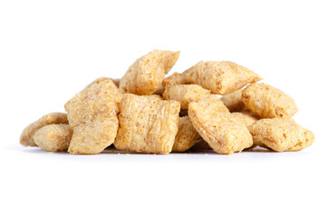 Dry breakfast milk pillows on white background isolation