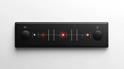 Obraz premium Minimalistic music player bar sticker with play, pause, and next buttons, isolated on white background