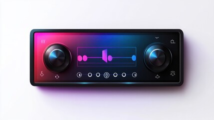 Modern design music player bar sticker with pause, play, and volume buttons, isolated on white background