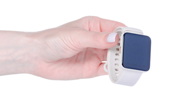 Smart watch clock in hand isolation