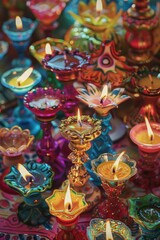 Fototapeta premium A collection of candles placed on a table, suitable for use as decorative lighting or photography props