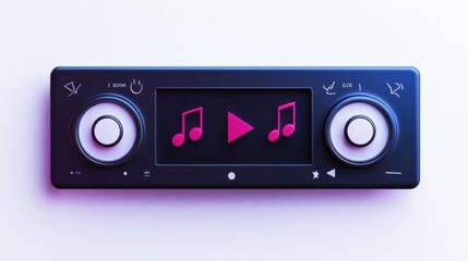 Fototapeta premium Music player bar sticker with icons for play, pause, and next, isolated on white background