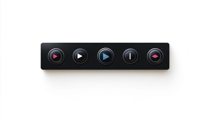 Fototapeta premium Music player bar sticker with play, pause, and shuffle buttons, isolated on a white background