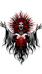 Obraz premium Dark Gothic Tattoo Designs – Skulls, Roses, and Horror-Themed Illustrations in Red and Black