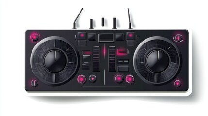 Fototapeta premium Music player sticker with controls for previous, play, and stop, isolated on white background