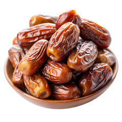Dates in a bowl on a transparent background