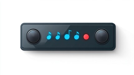 Fototapeta premium Simple flat music player bar sticker with play, pause, and volume control, isolated on white background