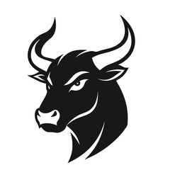 angry bull head isolated on white Bull and cow head silhouette vector, Cow skull silhouette illustration on white background