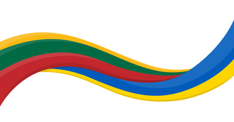 Wavy ribbon banner of Ukraine National flag with Lithuania National Flag. Unity and cooperation symbol. Logo for charity social events, NGO, sports team, peace summit. Vector illustration.