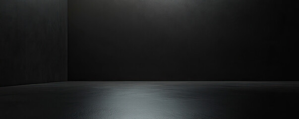 Black textured wall mockup for product display. The light of the lamp falls from above and illuminates the wall.