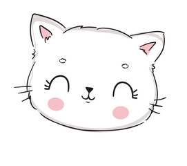 Hand Drawn cute cat sketch vector illustration, Kids Print design, children trend print on t-shirt
