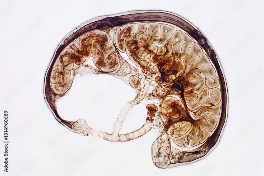 Poster anatomy of the human brain showing cerebral cortex and internal structures