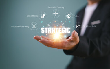 Strategic success planning concept. Leadership focus on business objective strategy. Leader vision...