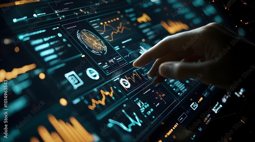 Aufkleber financial analyst optimizing data visualization on digital screen