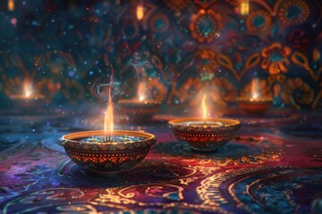 A pair of candles placed on a flat surface