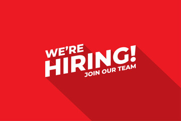 We’re Hiring Creative Banner Design. Bold and Eye-Catching Red and White Design for Open Vacancies. Job Recruitment Poster Design. We are hiring creative ads.