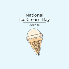 National Ice Cream Day vector design template good for celebration usage. National Ice Cream Day design. continuous line drawing. eps 10.