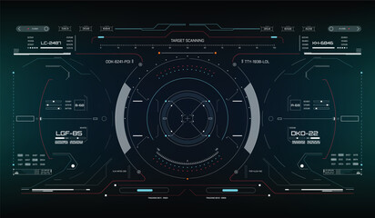 HUD futuristic scifi concept system technology simulation concept. UI, GUI display for game, drone screen, space ship, radar vector.