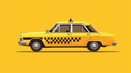 A yellow taxi cab parked on a yellow background