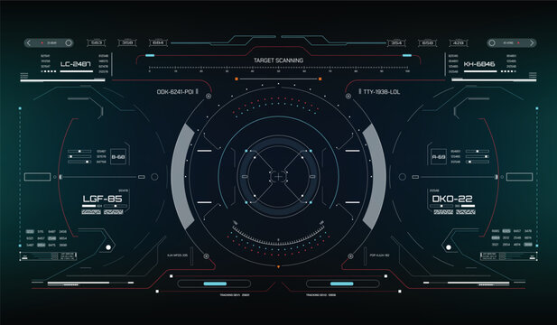 HUD futuristic scifi concept system technology simulation concept. UI, GUI display for game, drone screen, space ship, radar vector.