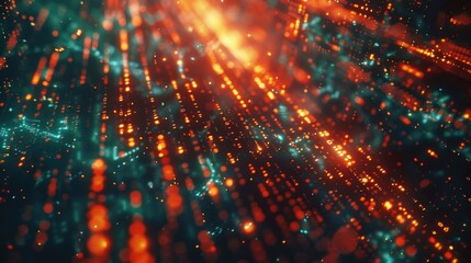 Obraz premium A blurred view of a city skyline at night with bright lights and bustling streets