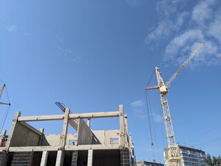 Tower crane on the construction site.