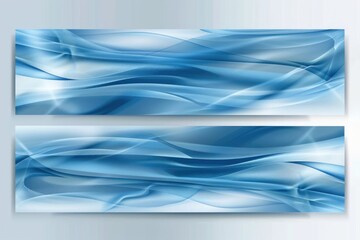 Two colorful banners with wavy designs on a clean white background