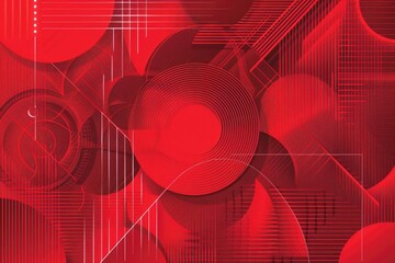A modern design element featuring a bold red color scheme with geometric shapes