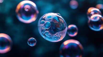 Mesmerizing Iridescent Bubbles Floating in the Air