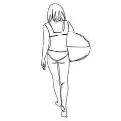 One continuous single drawing line art doodle summer sea water beach sport. Isolated flat illustration hand draw contour on a white background
