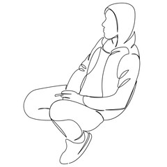 One continuous single drawing line art doodle teen, cigarette, young, addiction, teenager, smoker, nicotine. Isolated flat illustration hand draw contour on a white background
