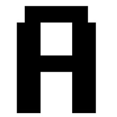 the letter a is black. pixel art
