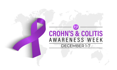 Crohn's and Colitis Awareness Week is observed every year in December. Vector illustration .Banner poster, flyer and background design template.